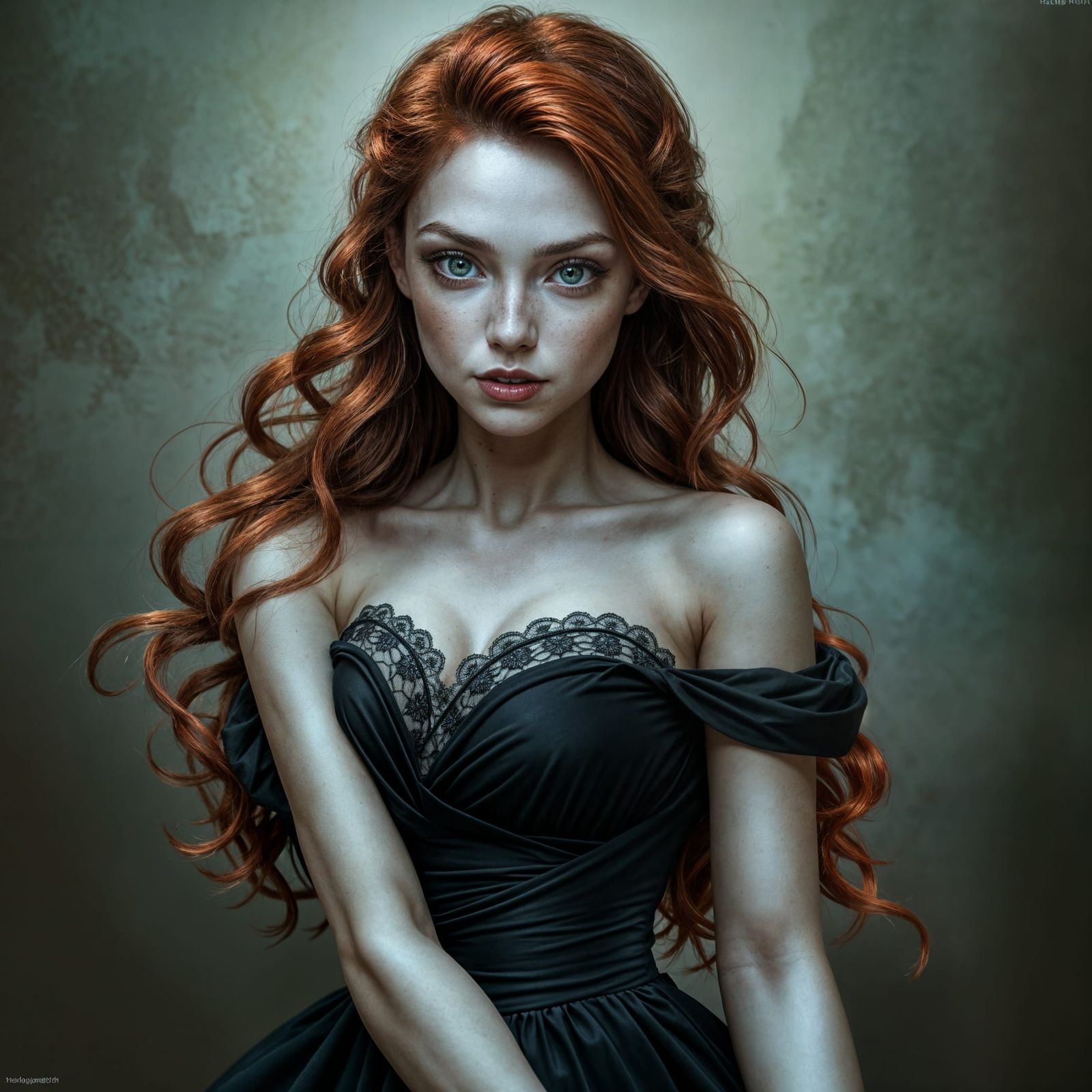 Vampire Woman in Elegant Black Gown