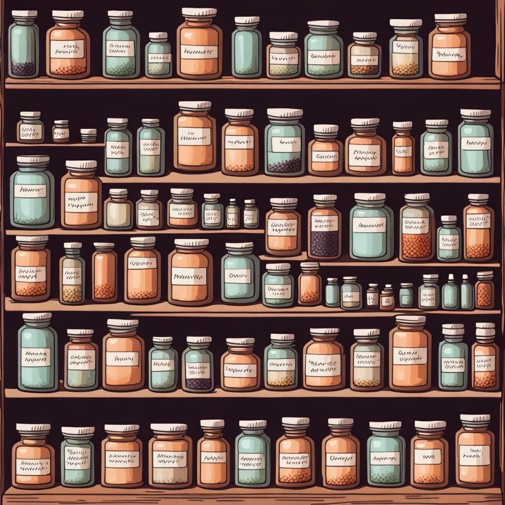 Vintage Apothecary Shelf with Medicine Jars