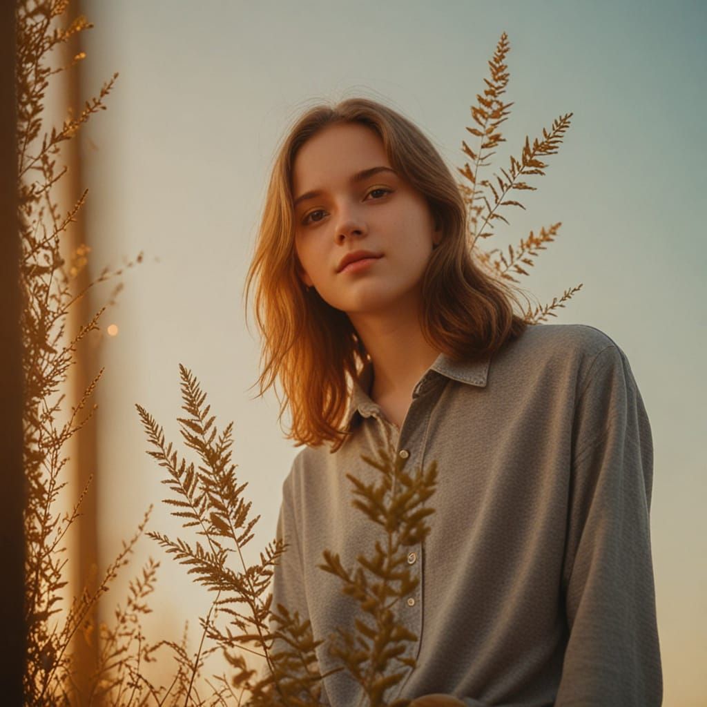 Nostalgic Portrait of Teenager in Golden Light