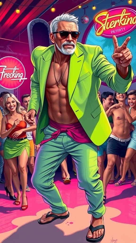 Twerking Fring, Vibrant Dance Party Poster Art