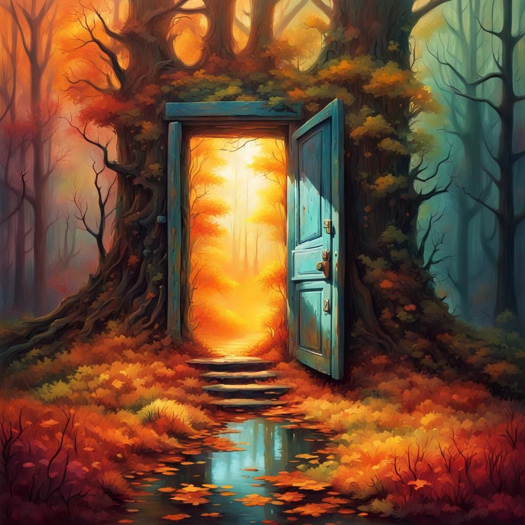 Autumn Forest Doorway to Summer Graffiti Art