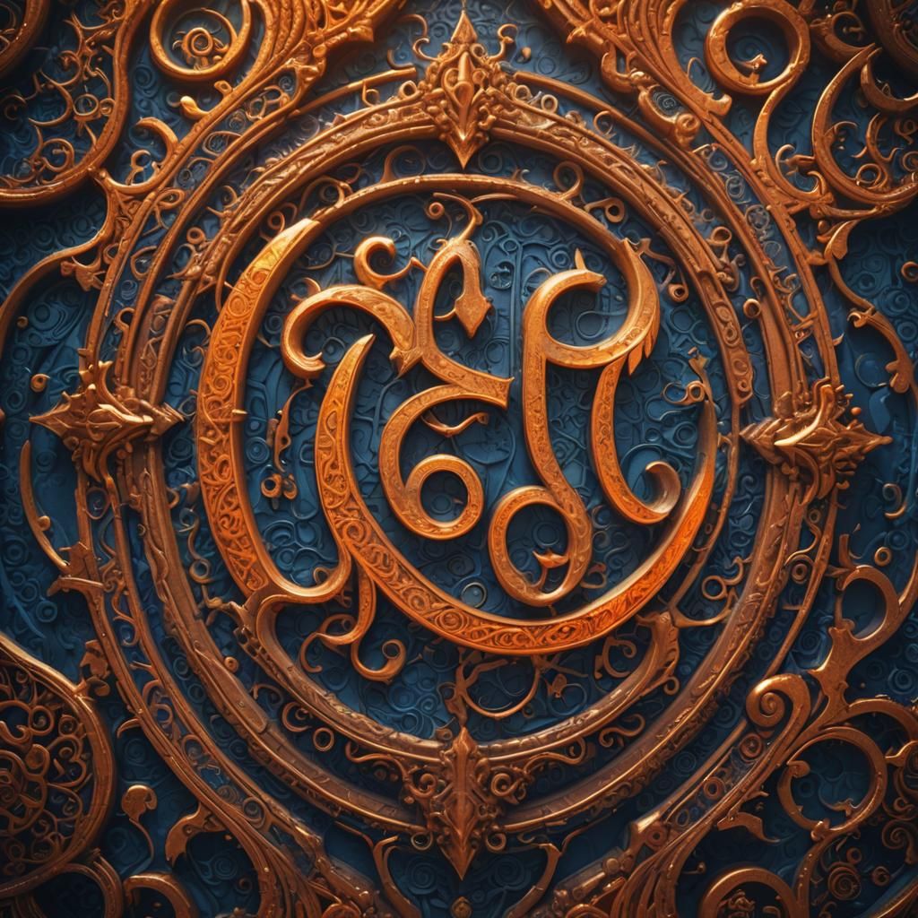 Intricate Devanagari Lettering in Golden Glow