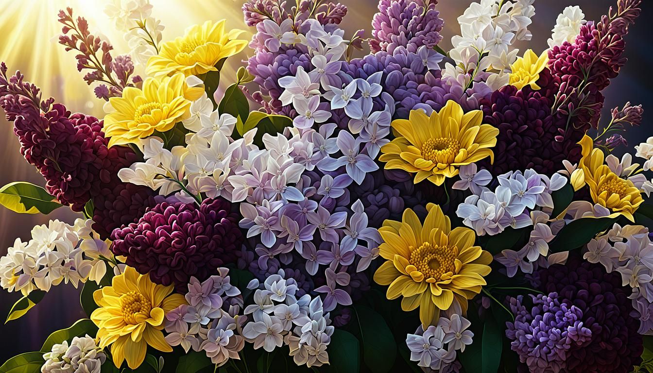 Luxurious Floral Bouquet in Sunlight: Digital Matte Painting