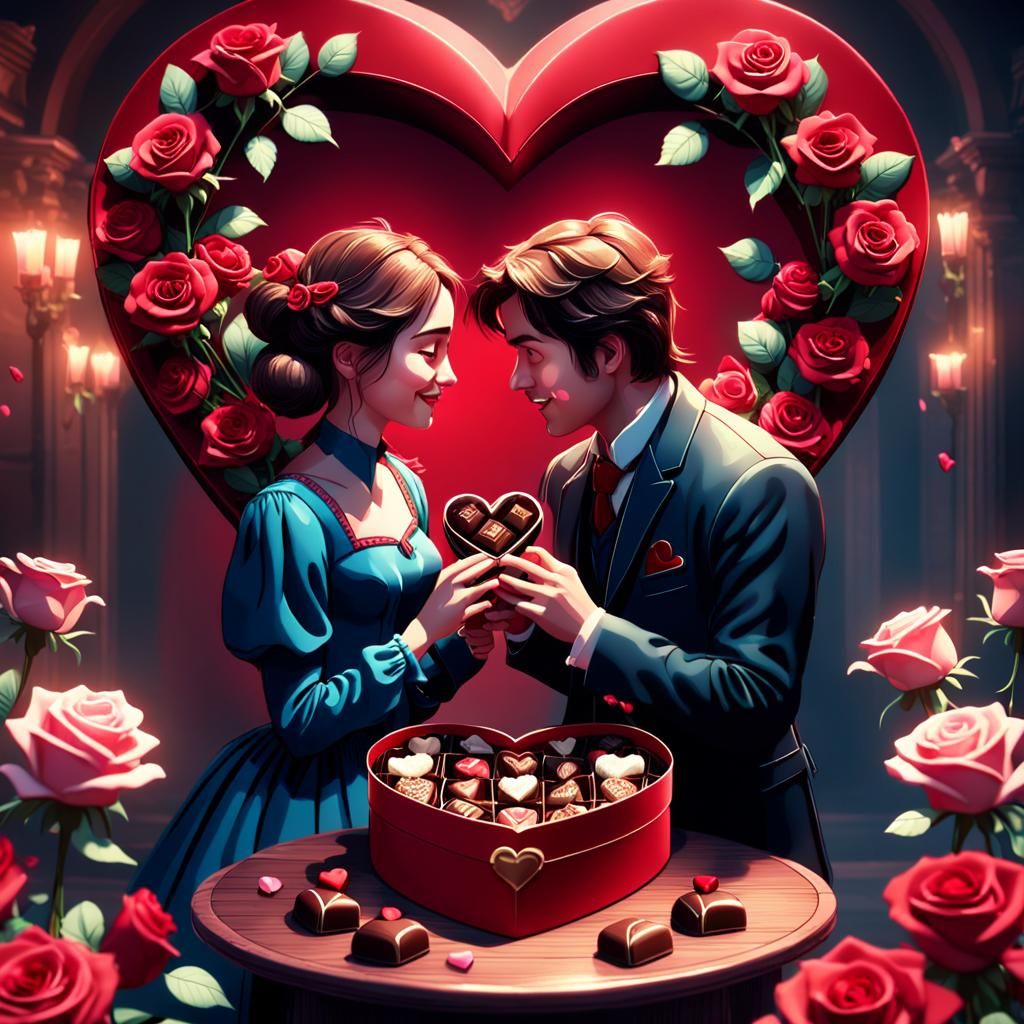 Romantic Valentine's Day Scene in Detailed Matte Painting