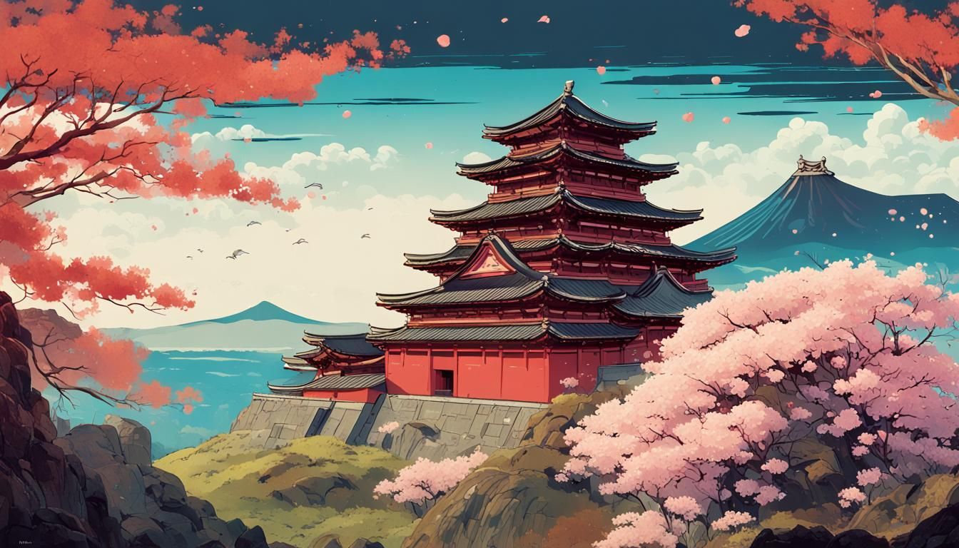 Shuri Castle in Full Bloom: Matte Photography