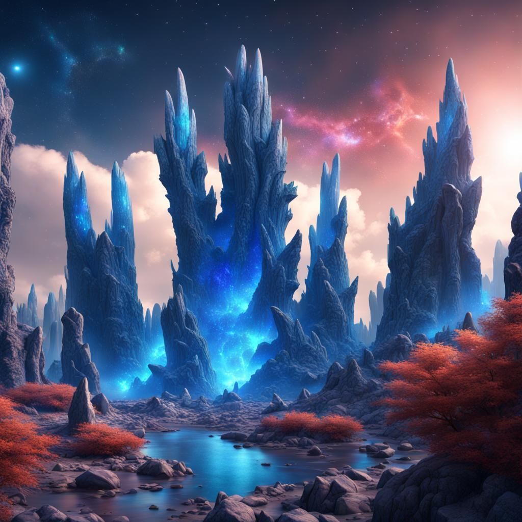 Blue Dragon in Crystal Forest Galaxy