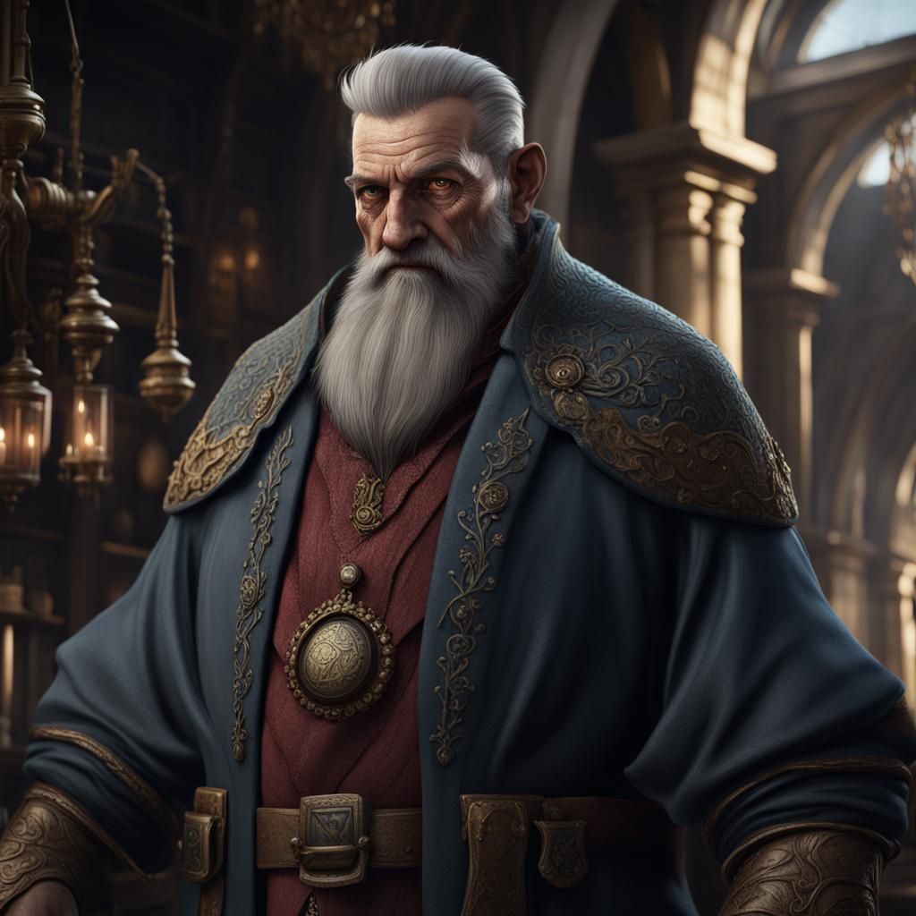 Sinister Fantasy Merchant in Detailed Matte Painting