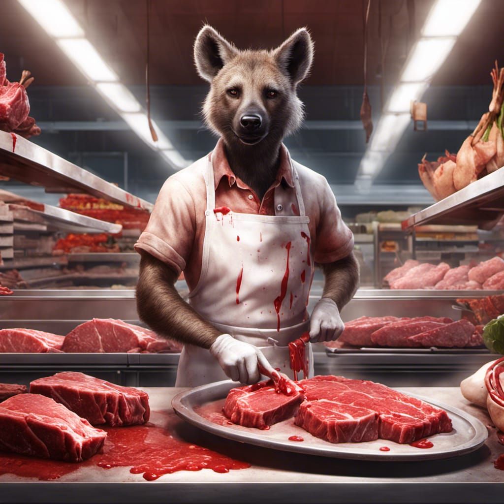 Hyena in the Supermarket Meat Department