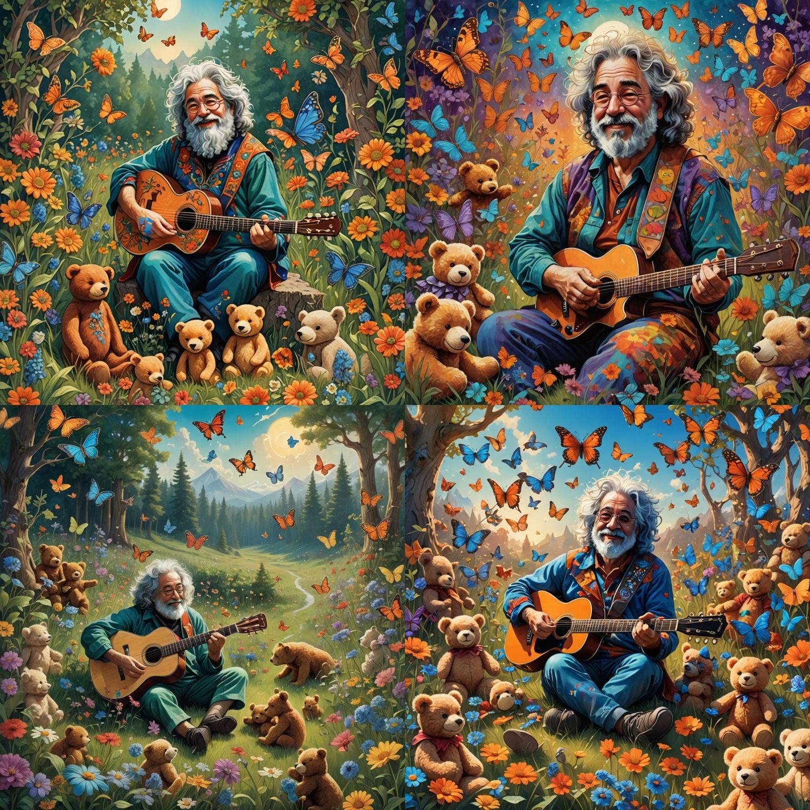 Jerry Garcia and Jester in Meadow, Matte Painting
