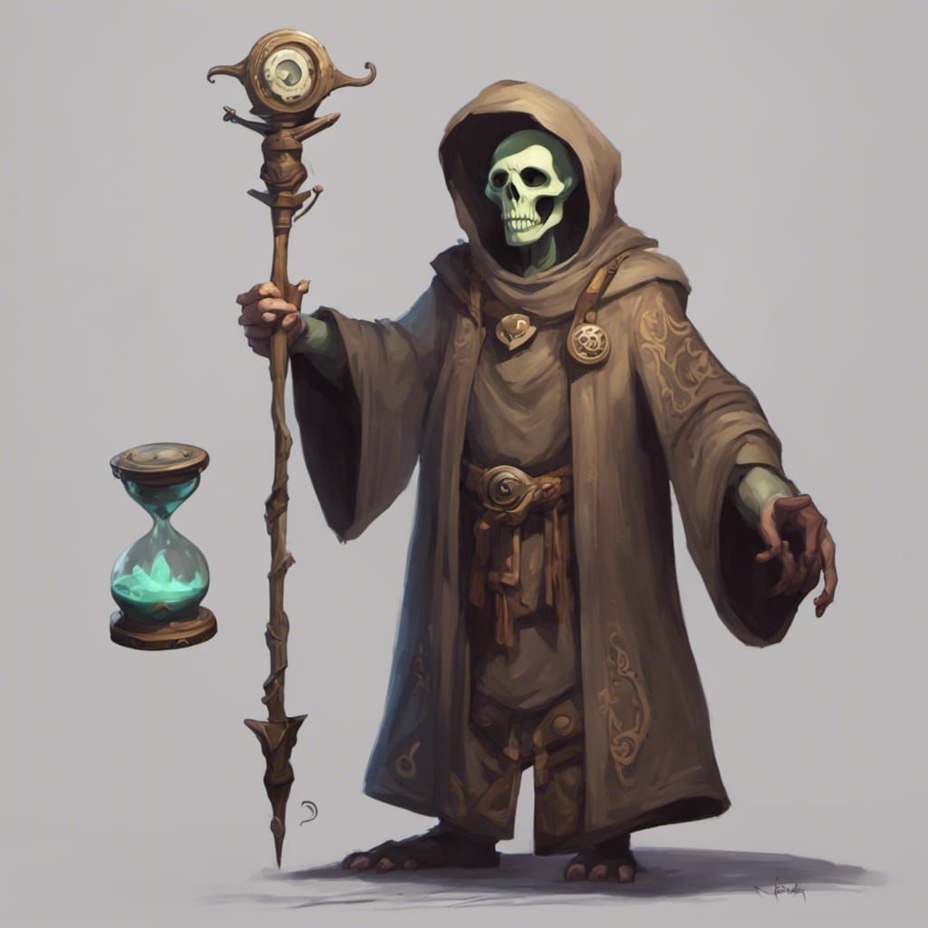 Friendly Ratfolk Time Oracle in D&D Style