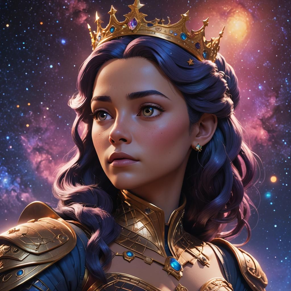 Queen Andromeda Gazing at Night Sky: 3D Digital Art