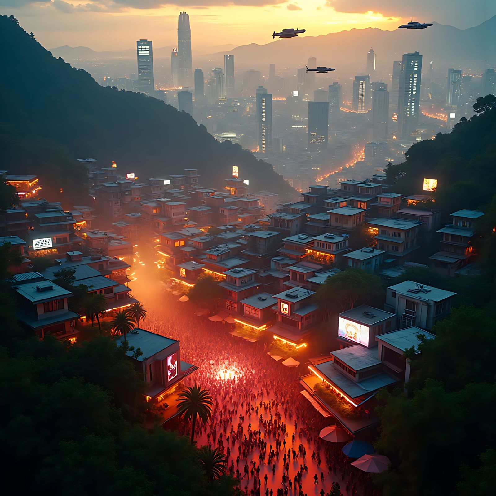 Afrofuturistic Favela Baile Funk: Cinematic Film Still