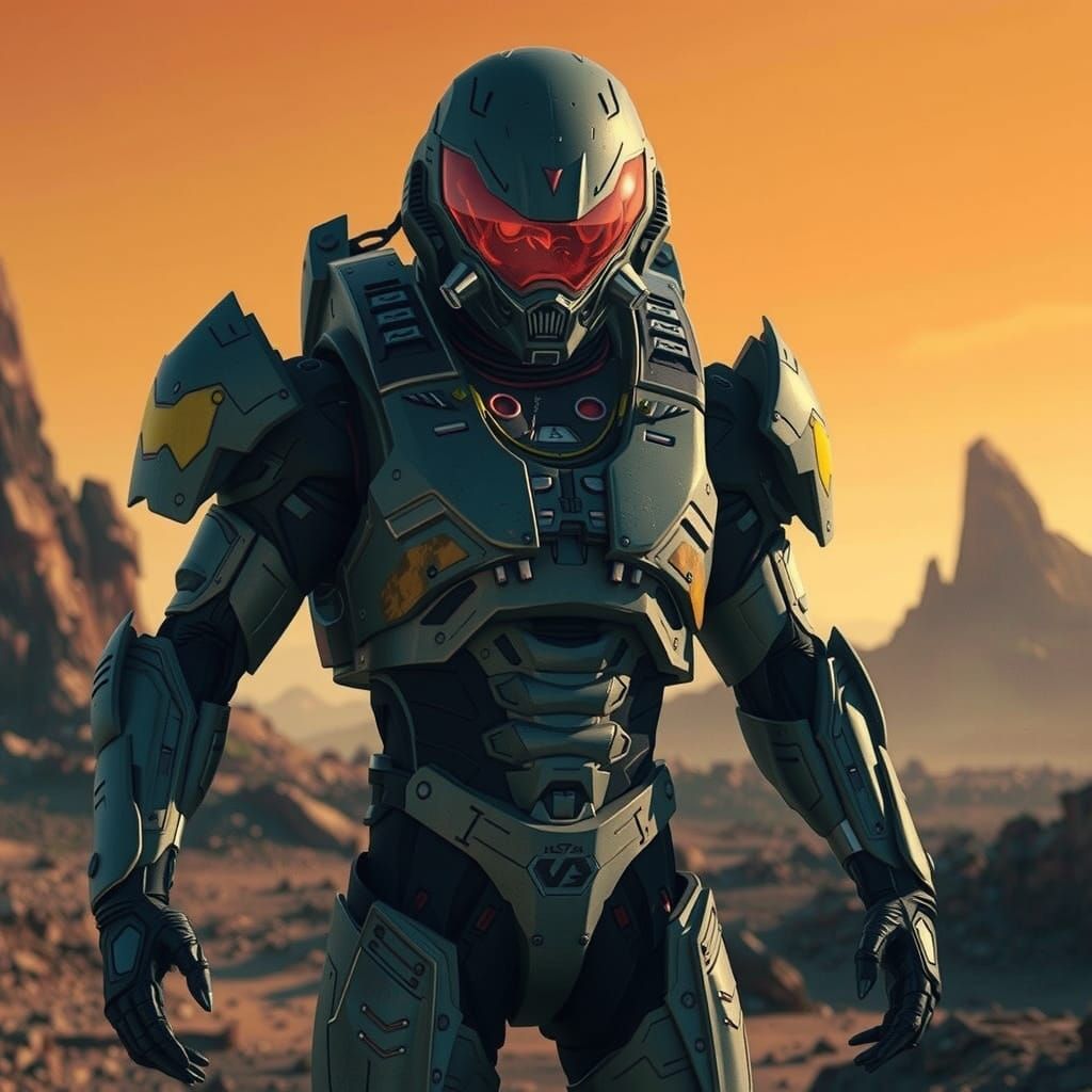 Futuristic Alien Soldier in Intricate Armor