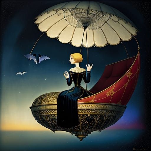 Midnight Fine Art Masterpiece in Exquisite Maximalist Style