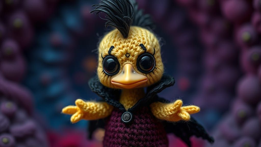 Dancing Duckling with Mohawk in Whimsical Fairytale