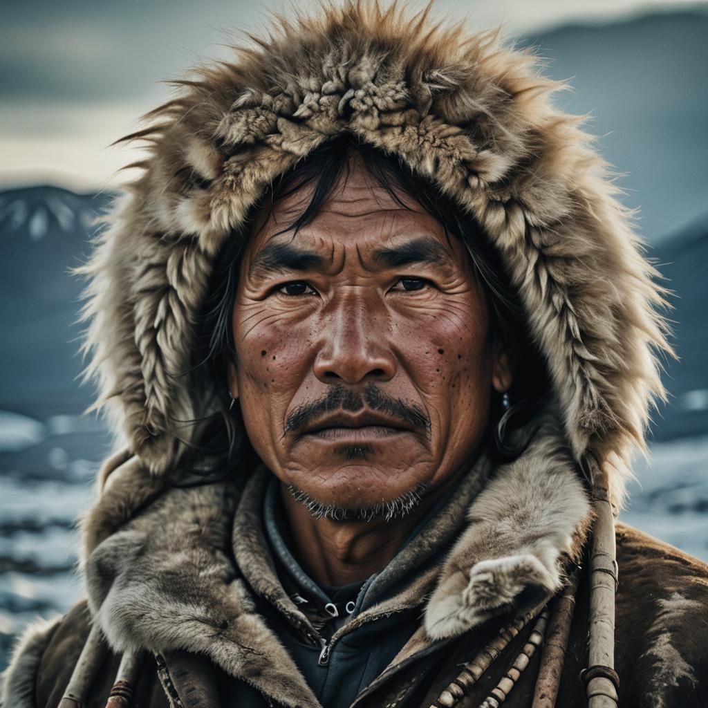 Portrait of Handsome Arctic Indigenous Man
