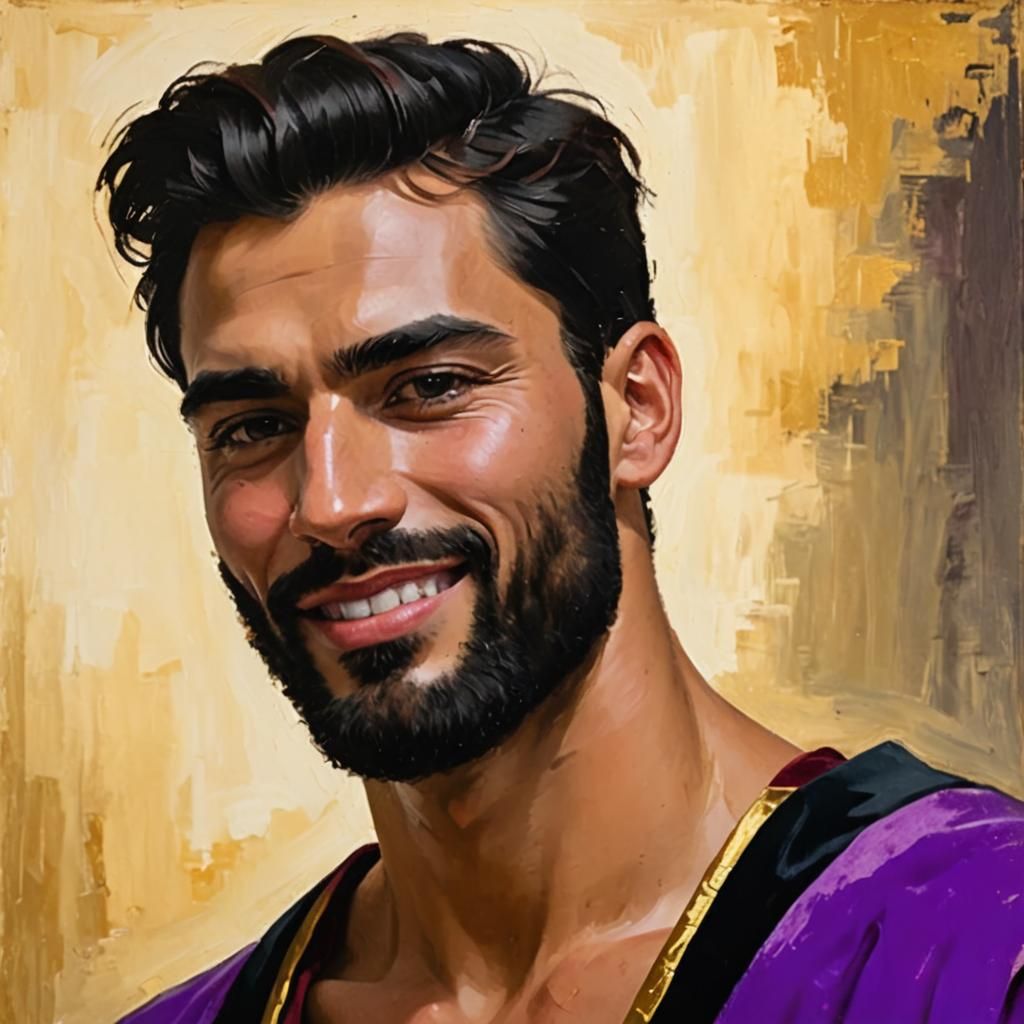 Expressionist Portrait of a Man in Velvet Robe