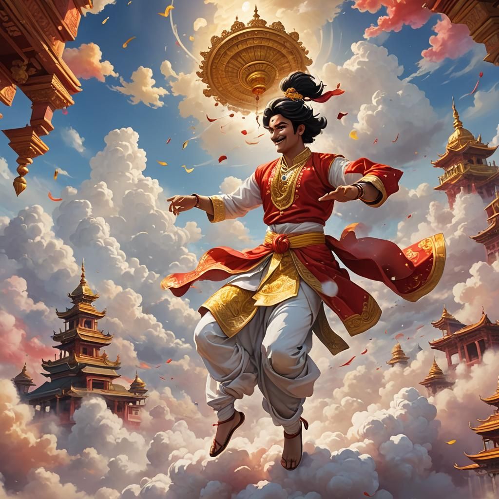 Punjabi Dancer on Cloud in Vibrant 3D Anime Art