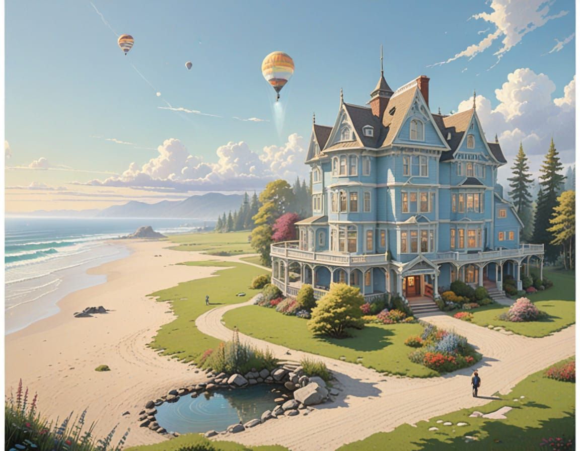 Ethereal Victorian Manor Estate with Whimsical Paradise Land...