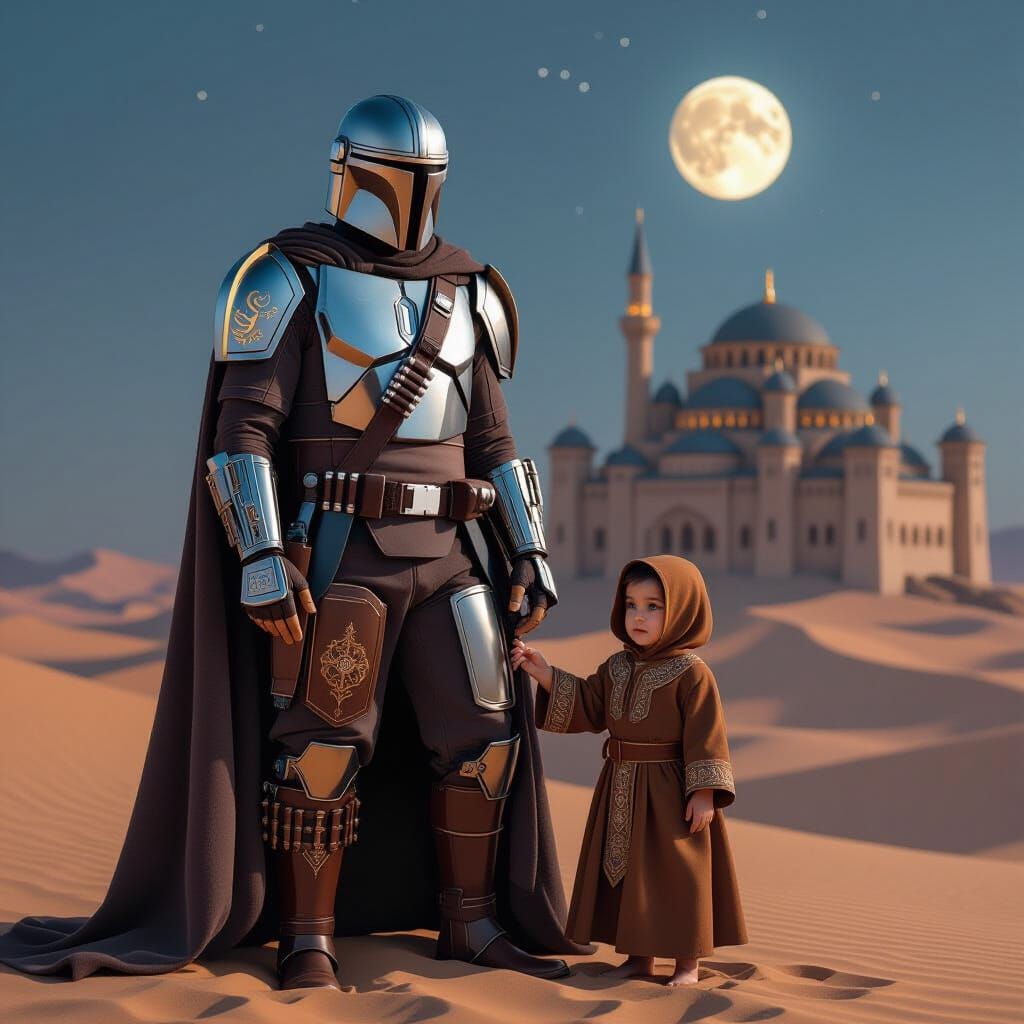 Mandalorian and Grogu as Ottoman Figures