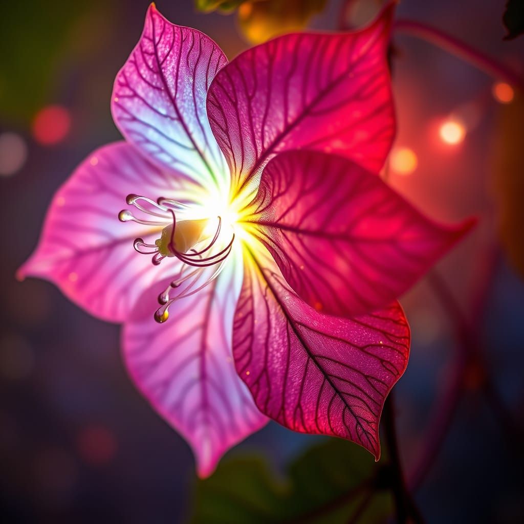 Glowing Climbing Clematis in Vibrant Bioluminescent Aura