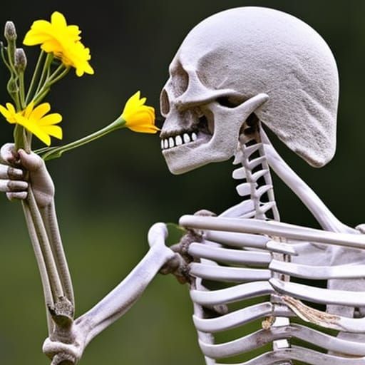 Skeleton Smelling Flower: A Study in Contrast