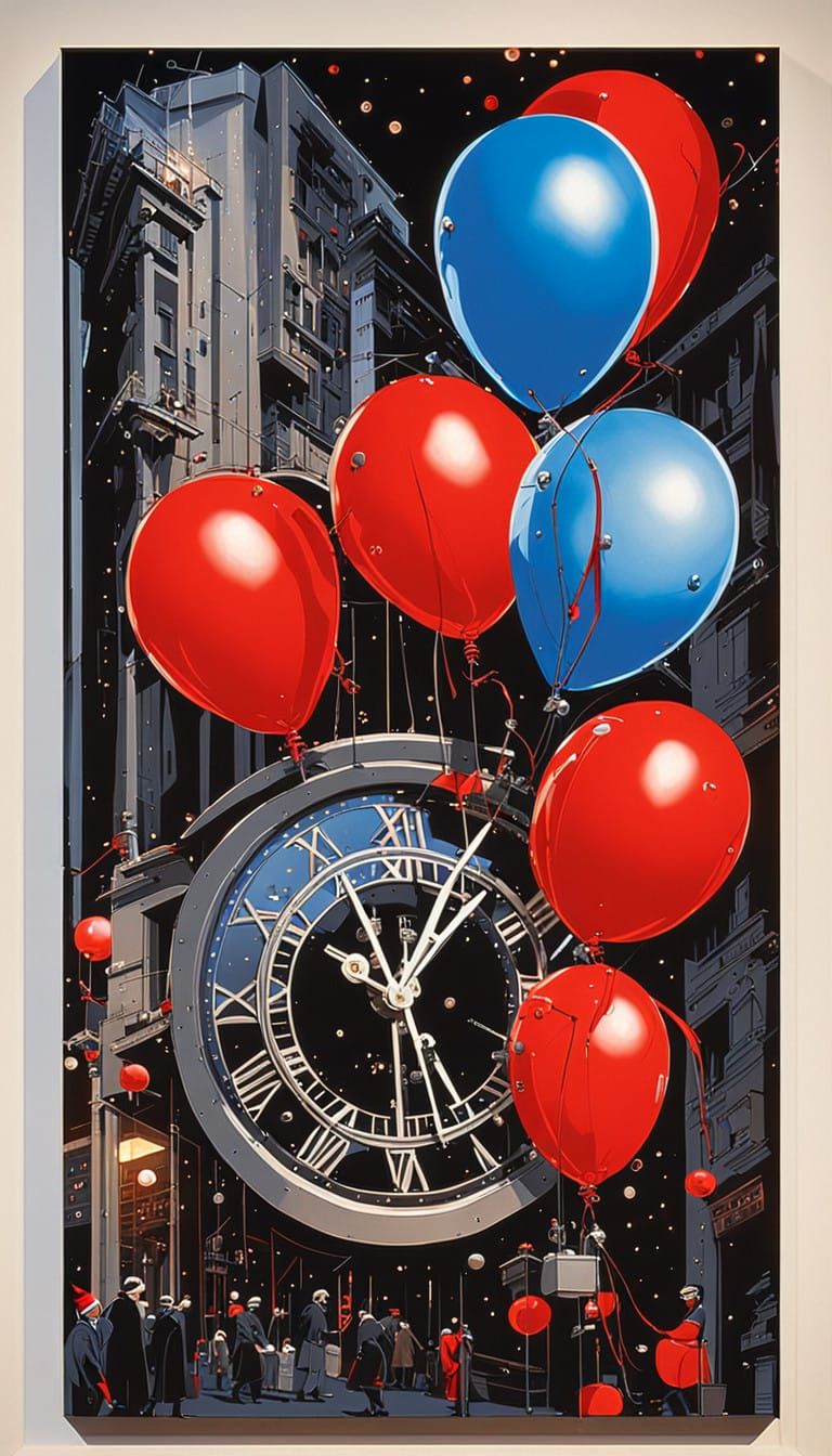 Giant Digital Clock Tower Striking Midnight