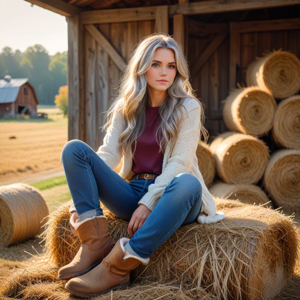 Rustic Countryside Portrait with Golden Lighting