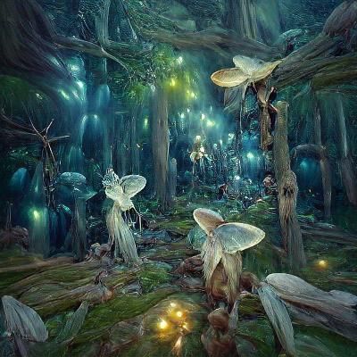 Enchanted Forest with Fireflies: A Magical Realism Scene