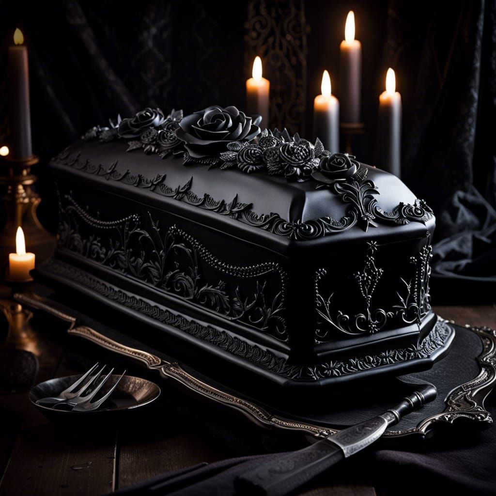 Gothic Coffin Cake with Silver Trim