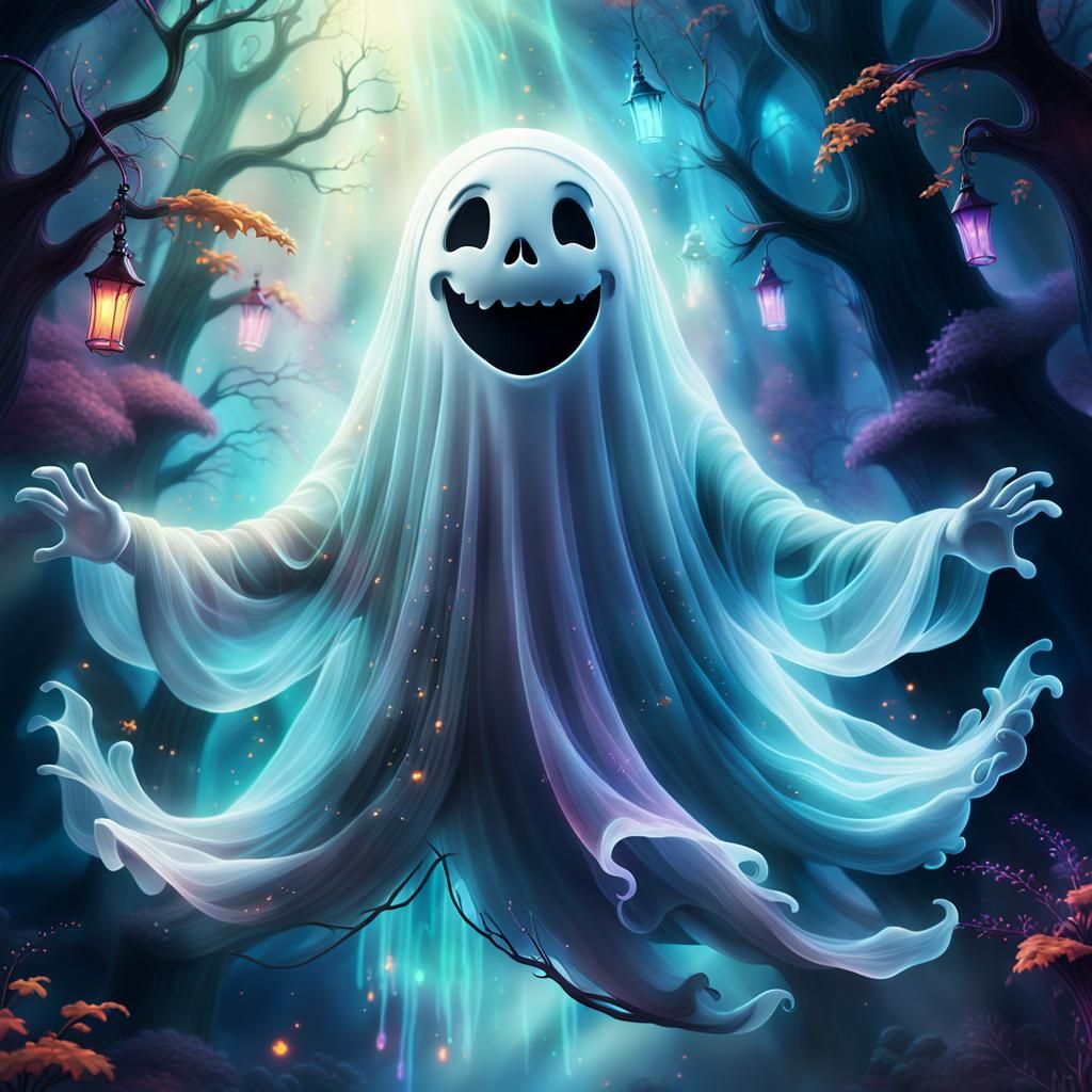 Happy Ghost Portrait in Ethereal Fantasy Concept Art