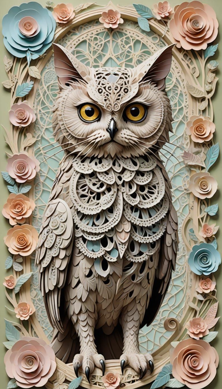 Dadaism Cat-Owl Anti-War Art