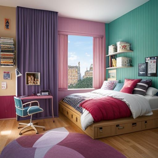 90s Teenager Bedroom Interior