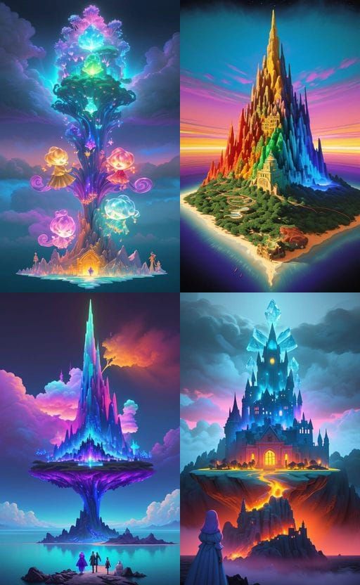 Magical Island of Emotions in Vibrant Colors
