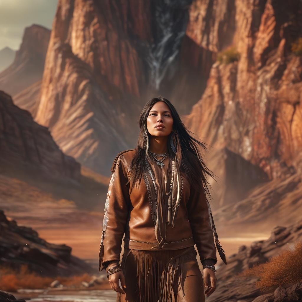 Hyperrealistic Native American Woman Portrait