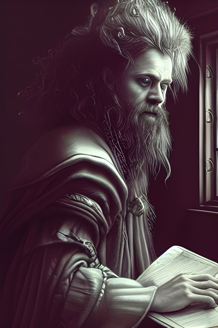 Wizard Studying Portrait in Fantasycore Style