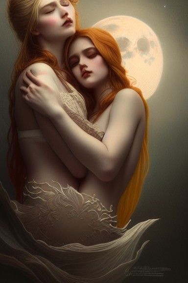 Romantic Embrace: Gothic Rococo Women in Artgerm Style