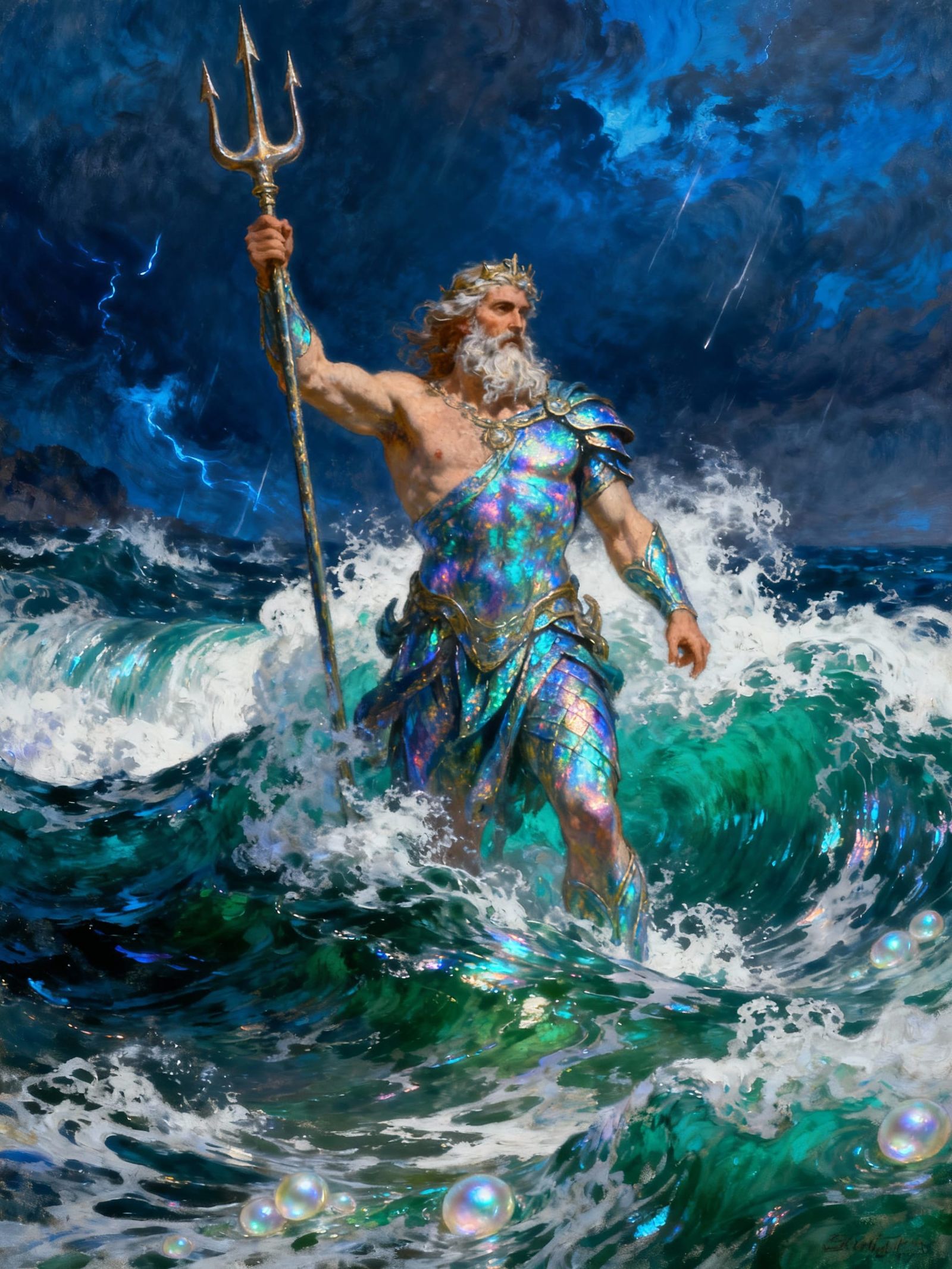 Poseidon Ruler of Seas with Trident