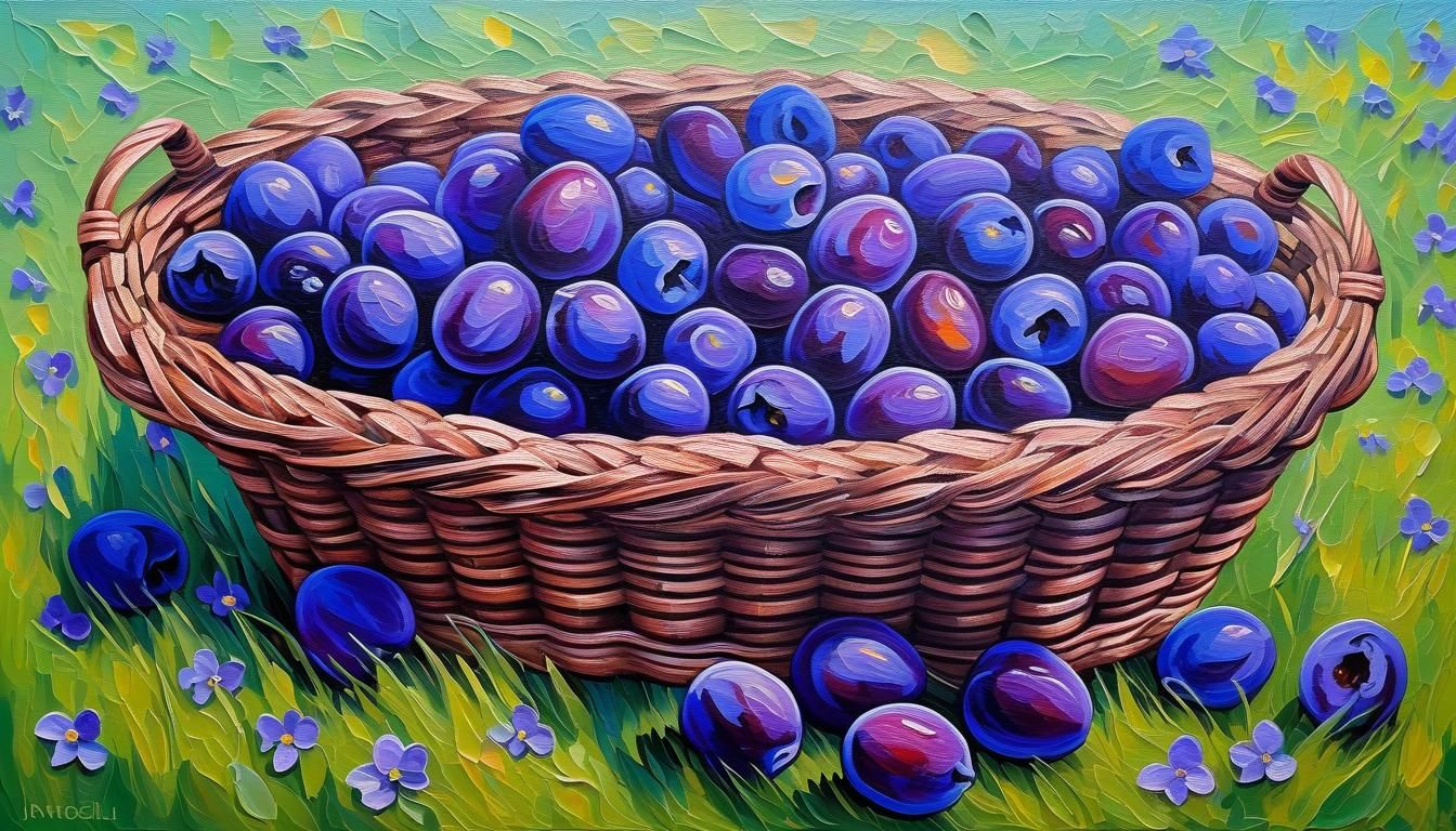 Plums and Violets: An Expressionist Oil Painting