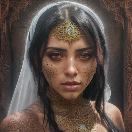 <lora:pretty woman:1.0> a beautiful Arab woman with a veil covering the lower half of her face