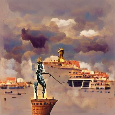 Colossus of Rhodes Rises Over Modern City