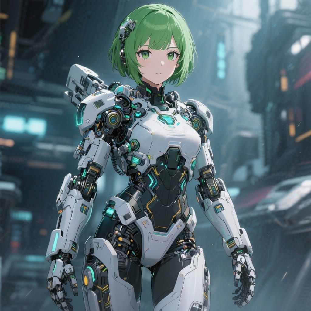Anime Girl in Futuristic Combat Suit