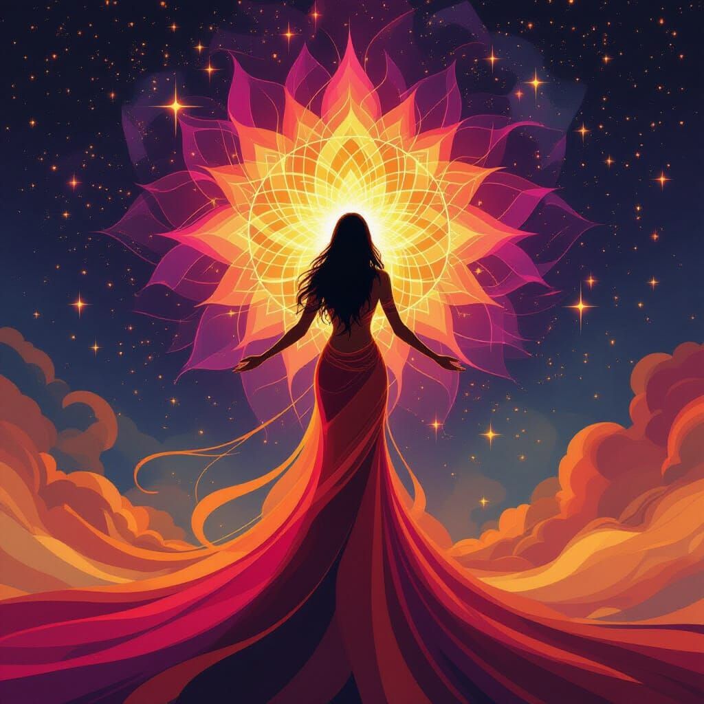 Divine Feminine Energy Awakens With Radiant Cosmic Aura
