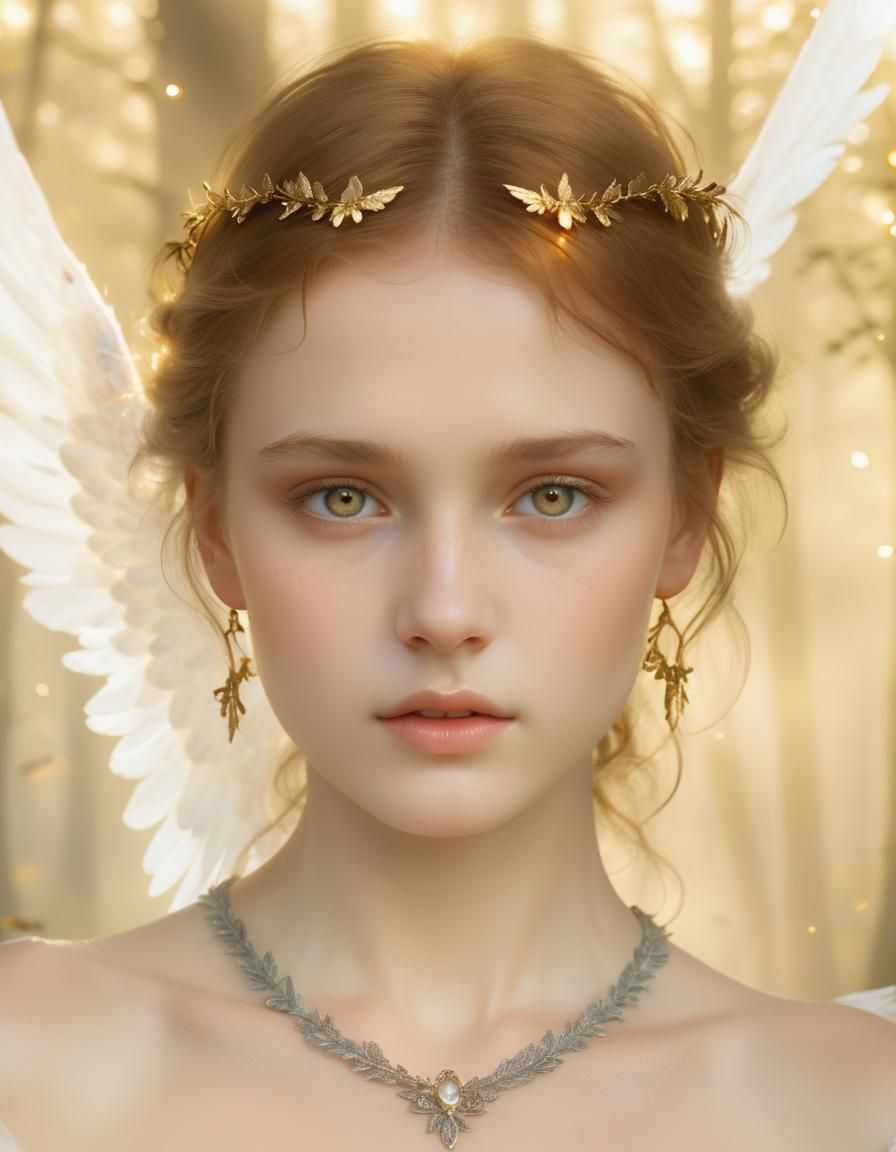 Ethereal Angel in Misty Forest: Surreal Fantasy Art