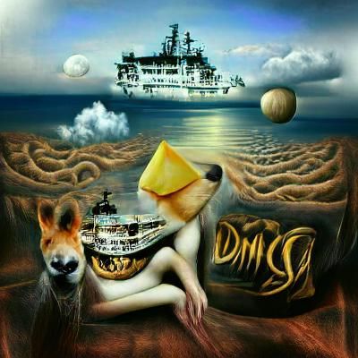R.M.S. Dingo Sails the Cheese Seas: Surreal Artwork