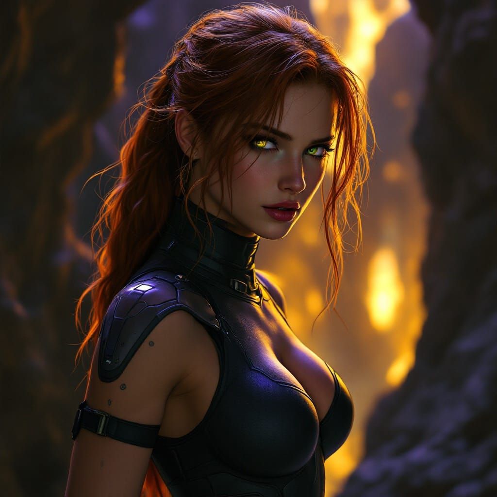 Cyberpunk Goddess in High-Tech Armor