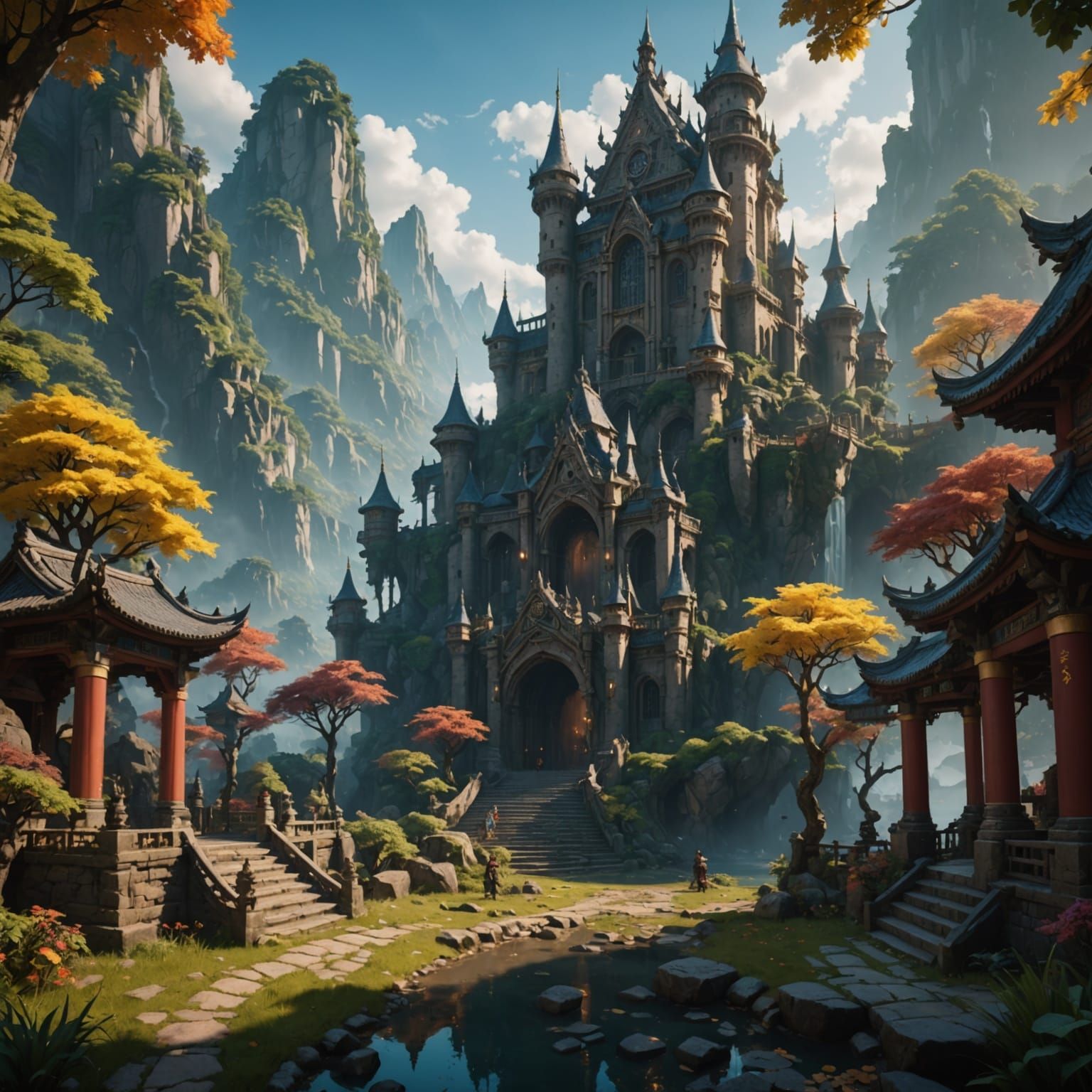 Fantastical Font of Ages in Deep, Dreamlike Colors