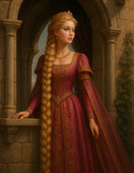 Rapunzel Barbie in Tower, Whimsical Art Style