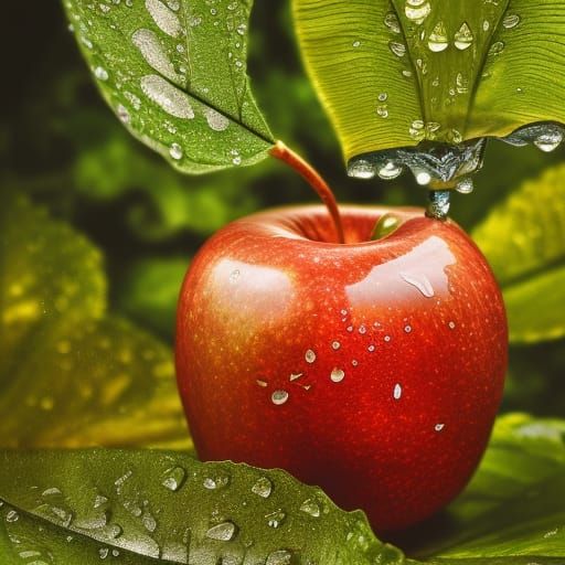 Crystal Apple with Worm in Opulent Garden