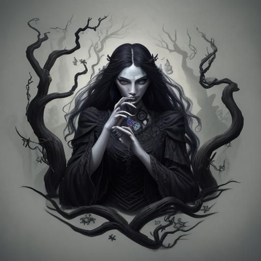 Dark Fantasy: Woman Accepts Heart in Surreal Art